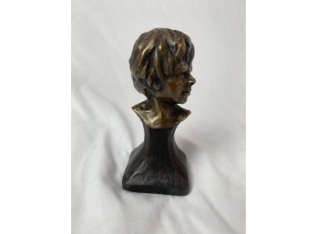 Bronze Bust Of Young Boy Sculpture