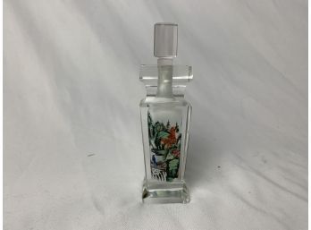 Beautiful Reverse Painted Asian Glass Perfume Bottle / Bud Vase