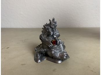 Pewter Hugging Dragons With Heart By Ricker