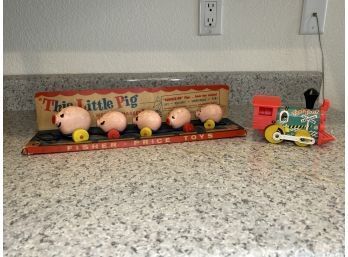 Vintage Fisher Price Toys - This Little Pig (In Original Packaging) And Toot Toot Train