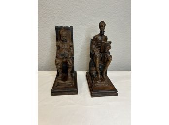 Vintage Ouro Carved Don Quioxte And Sancho Panza Bookends