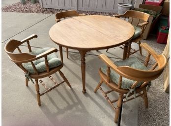 Round Solid Wood Dining Table And 4 Chairs