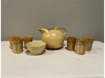 Frankoma Pitcher With 6 Glasses And A Bowl