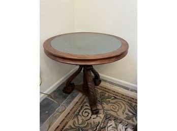 Round Side Table Marble And Wood