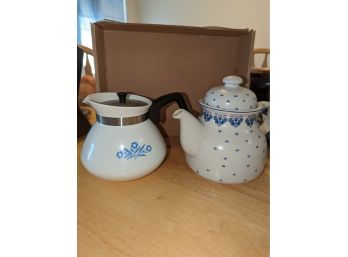 Corning Ware Teapot And Another Teapot