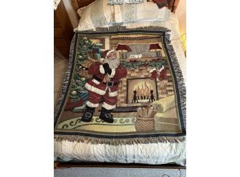 Santa Claus Delivering Presents Christmas Throw Blanket