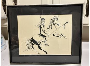 Native American On Horseback Framed Print
