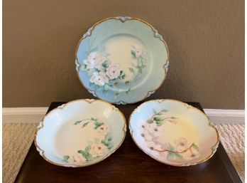 Haviland France Hand Painted Floral Plates