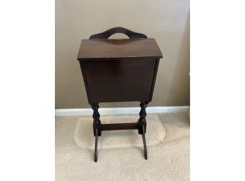Antique Sewing Basket Stand And Its Contents
