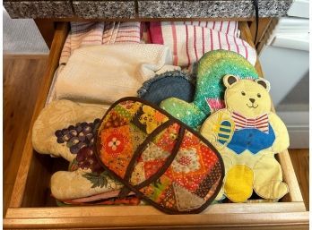 Contents Of Drawer - Kitchen Towels And Pot Holders