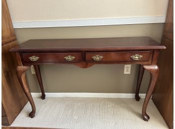 Queen Anne Style Console Table With 2 Drawers.