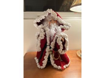 Santa Clause With Hand Made Knit Red Robe Christmas Decor