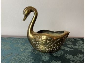 Mid Century Brass Swan Planter
