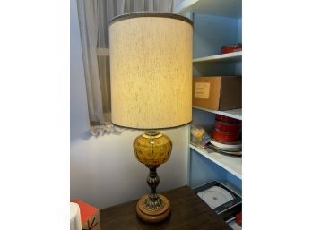 Large Vintage Amber Glass Table Lamp