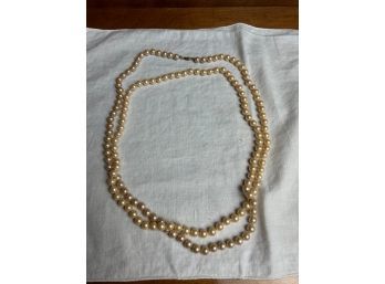 Long Faux Pearl Necklace With Sterling Silver Clasp