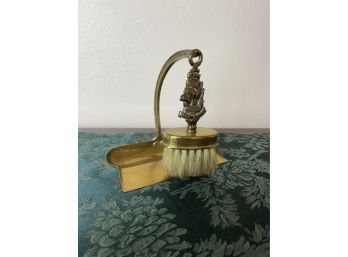 Vintage Brass Tabletop Dustpan And Hand Broom