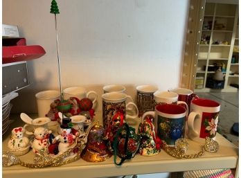 Christmas Mugs, Spode Candle Holders, Bell Ornaments And More