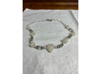 Necklace With Crystals, Sterling Silver Clasp And Caps