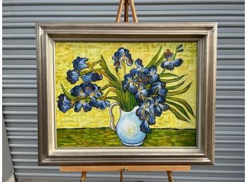 Painting Of Irises In A Pitcher