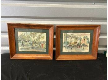 Rie Pluim Watercolor Prints 1940s French Scenery
