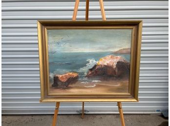 Painting Of The Waves Rolling In Artist Signed