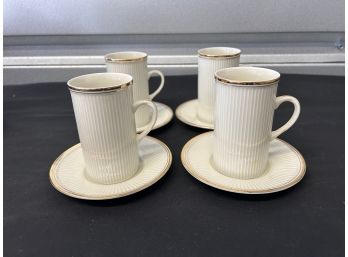 Fitz And Floyd Classique DOr White Irish Coffee Cups And Saucers