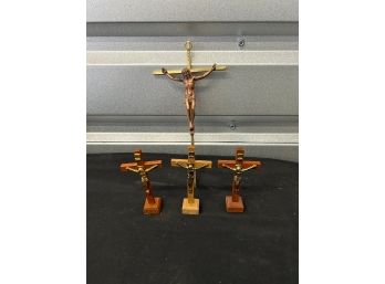 Crucifixes - 1 Metal, 3 Metal And Wood