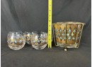Mid Century Culver Seville Ice Bucket With Roly Poly Glasses