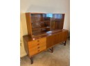 Mid Century Two Piece Teak Credenza Sideboard With Hutch