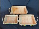 Handmade Woven Raffia Lined Nesting Baskets
