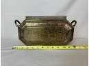 Asian Farm Scene Etched Brass Planter With Handles