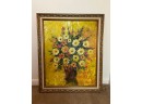 Warmed Toned Floral Arrangement Impasto Painting Artist Signed A. Rao