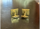 14K Gold Cuff Links With Checkerboard Cameo Design