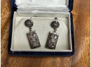 Sterling Silver Vintage Chinese 4 Seasons Link Panel Bracelet And Earrings