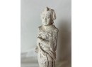 Asian Ivory Look Chinese Carved Figure Of A Guardian