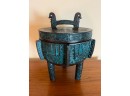 James Mont Style Aztec/Mayan Verdigris Bronze Patinated Ice Bucket