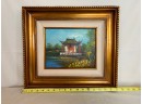 Small Pagoda Painting By Long With Certificate Of Authenticity Collier Art Corporation