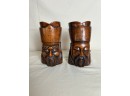 Vintage Hand Carved Wood Chinese Figure Bookends