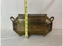 Asian Farm Scene Etched Brass Planter With Handles