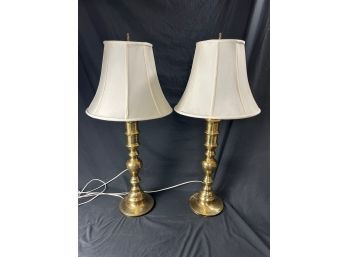 1960s Moroccan Etched Brass Lamps