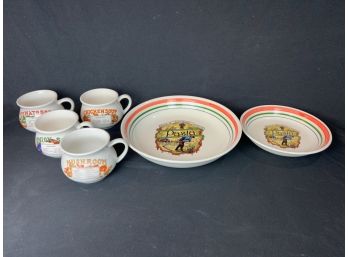 Ironstone Tableware Italy Pasta Bowls And Unmarked Soup Cups