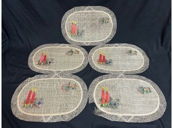 Vintage Woven Placemats With Candle Design