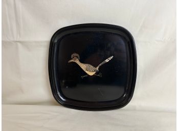 Couroc Of Monterey Hand Inlaid Square Roadrunner Tray