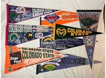 Colorado Sports Pennants - CSU, Rockies And Broncos