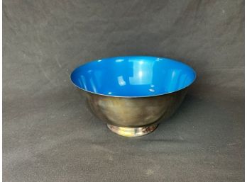 Reed And Barton Silverplate Blue Enameled Interior Bowl