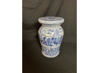 Blue And White Garden Stool Plant Stand