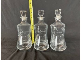 Three Couvoisier Decanters And Three Couvoisier Glasses