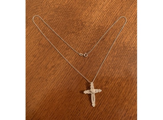 Sterling Silver Sparkly Cross Necklace
