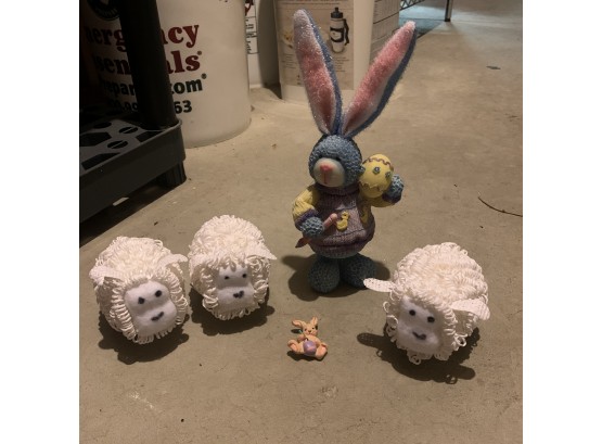 Easter Bunny, Sheep And A Little Bunny Pin