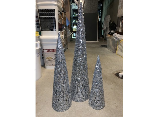 Sparkly Silver Trio Of Trees